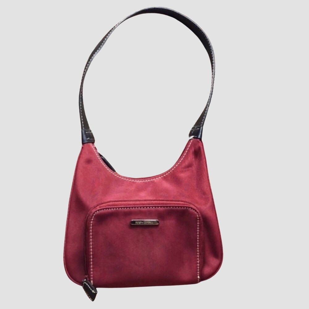 Nine & Company Vintage Y2K Vintage 90’s Mini Canvas Curved Shoulder Bag Dark Red